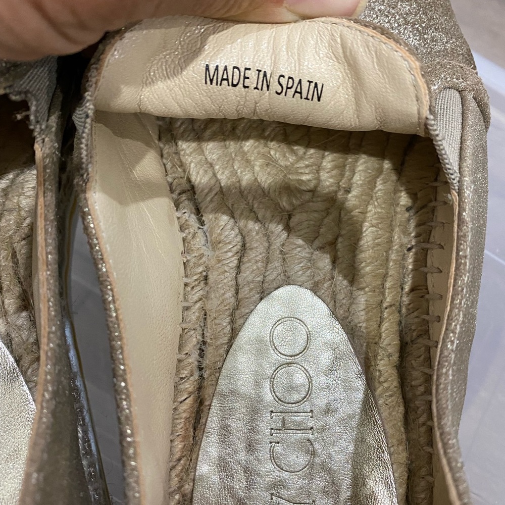 ⬇️PRICE⬇️ 
Jimmy Choo - Dawn Metallic Espadrille Slip-On, Gold - 37/7 - Picture 4 of 8